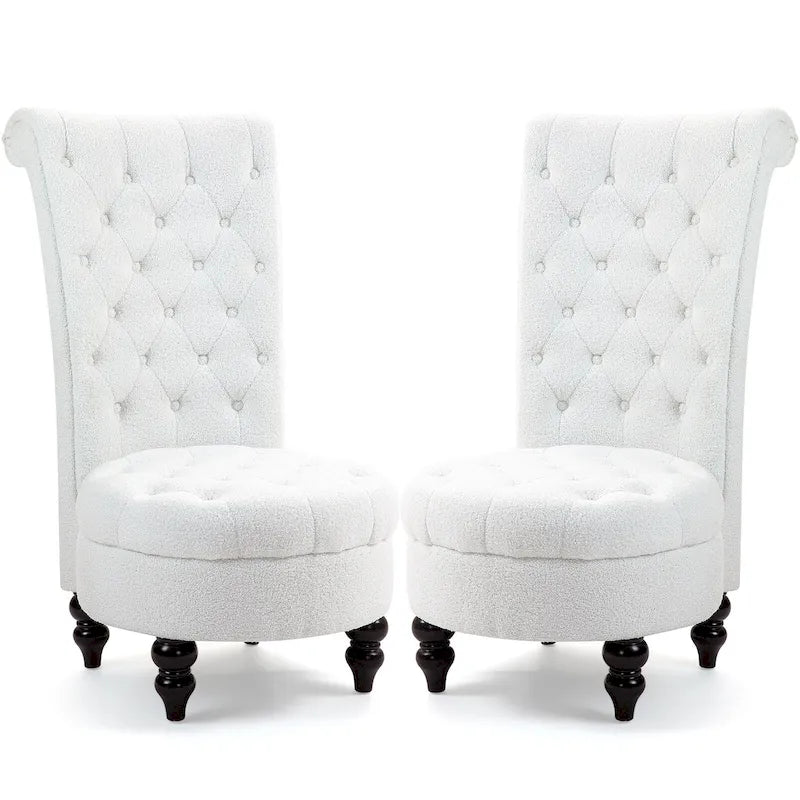 AVAWING Set of 2 Throne Royal Chair Thick Padding and Rubberwood Legs
