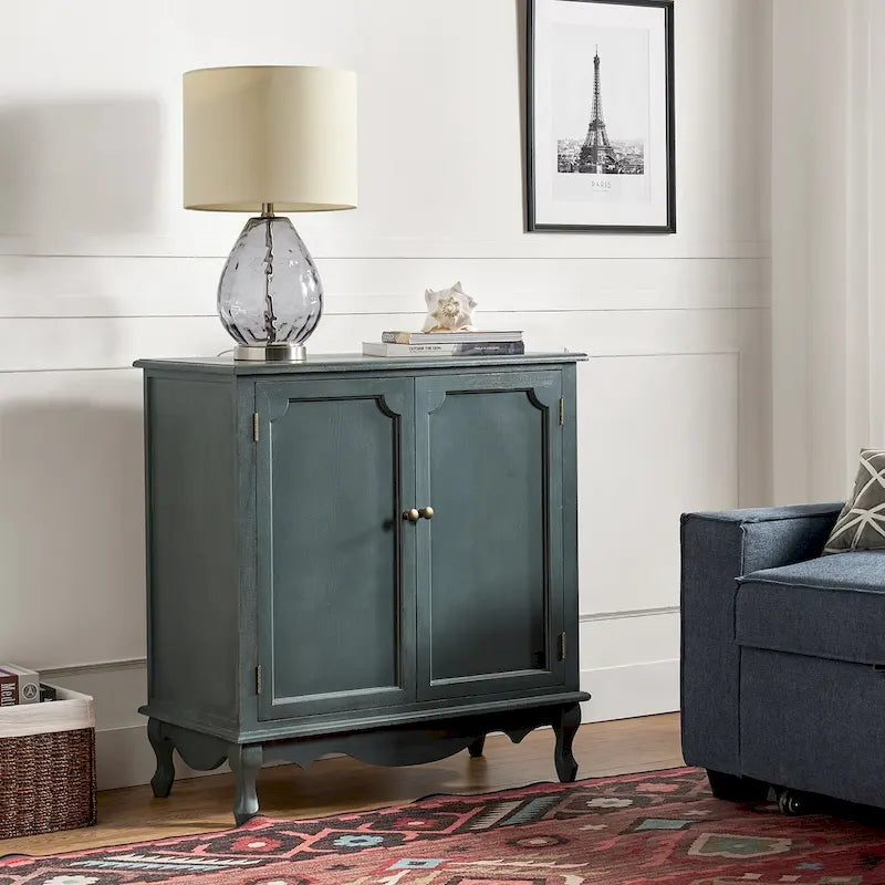 Pallantium 34Tall-2 Door Farmhouse Style Accent Cabinet by HULALA HOME