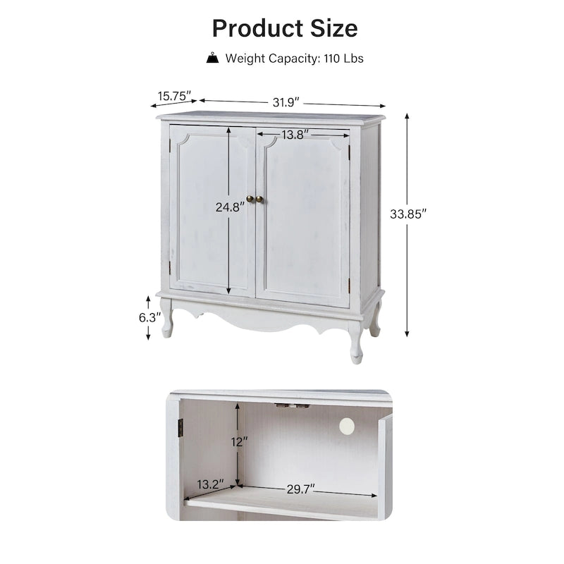 Pallantium 34Tall-2 Door Farmhouse Style Accent Cabinet by HULALA HOME
