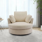 Upholstered Swivel Barrel Armchair Club Chair With Metal Base