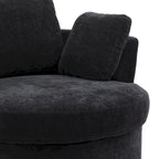 Upholstered Swivel Barrel Armchair Club Chair With Metal Base