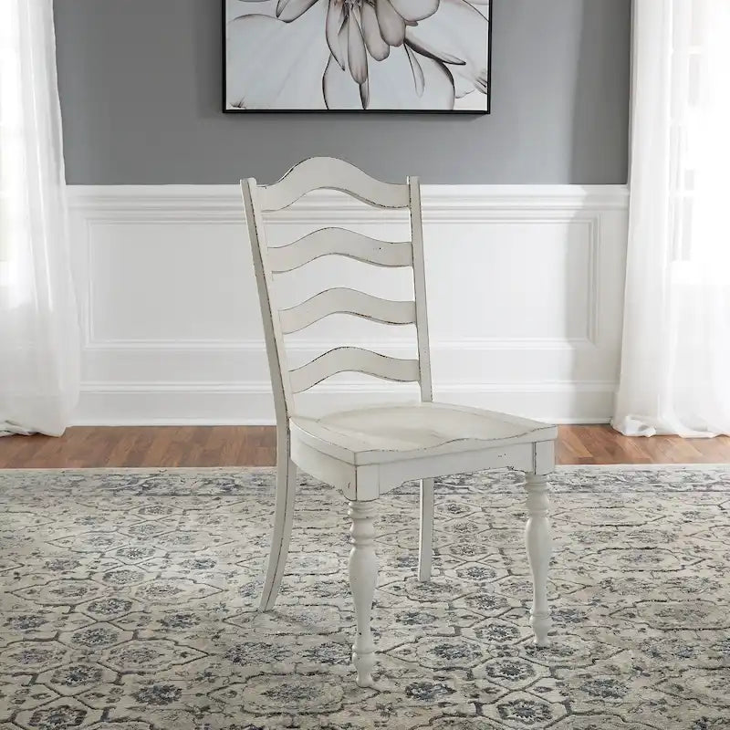 Magnolia Manor Antique White Weathered Bark 6 Piece Leg Table Set