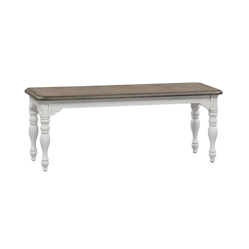 Magnolia Manor Antique White Weathered Bark 6 Piece Leg Table Set