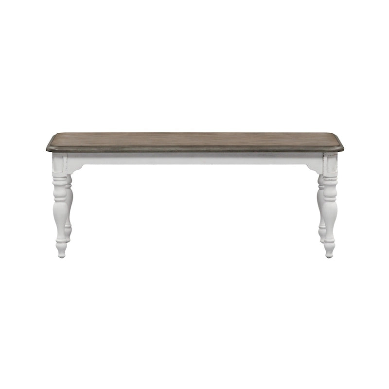 Magnolia Manor Antique White Weathered Bark 6 Piece Leg Table Set