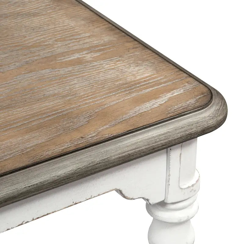 Magnolia Manor Antique White Weathered Bark 6 Piece Leg Table Set