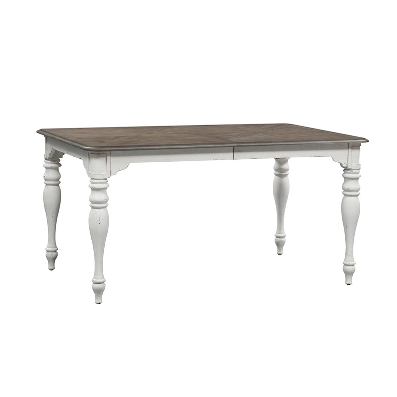 Magnolia Manor Antique White Weathered Bark 6 Piece Leg Table Set