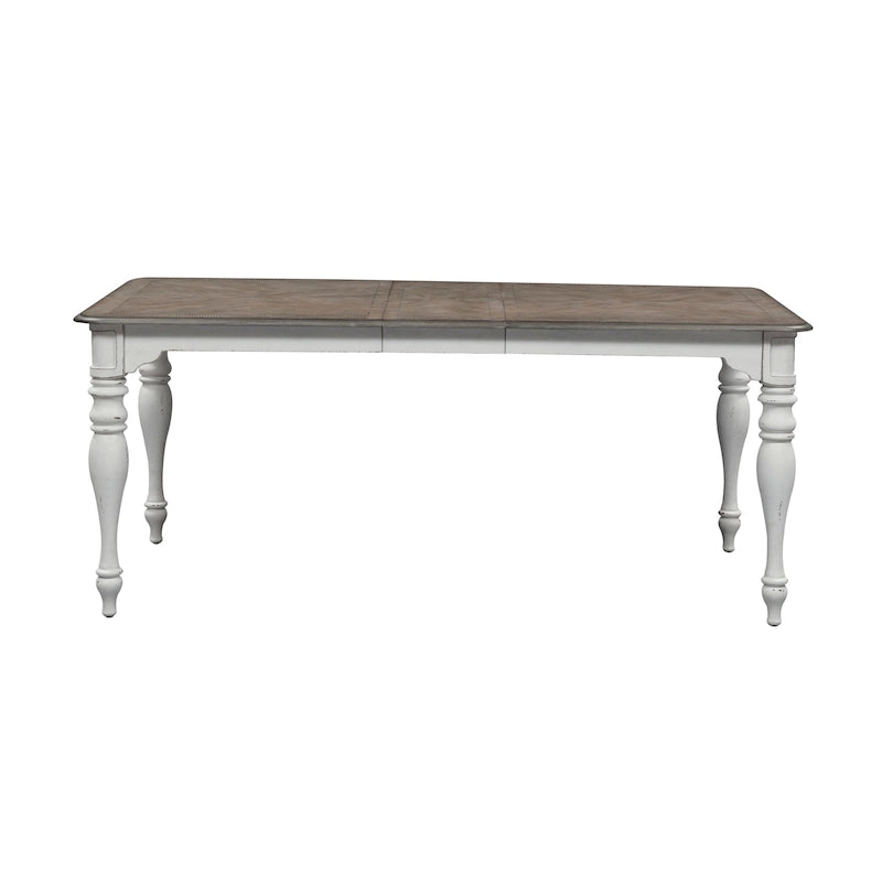 Magnolia Manor Antique White Weathered Bark 6 Piece Leg Table Set