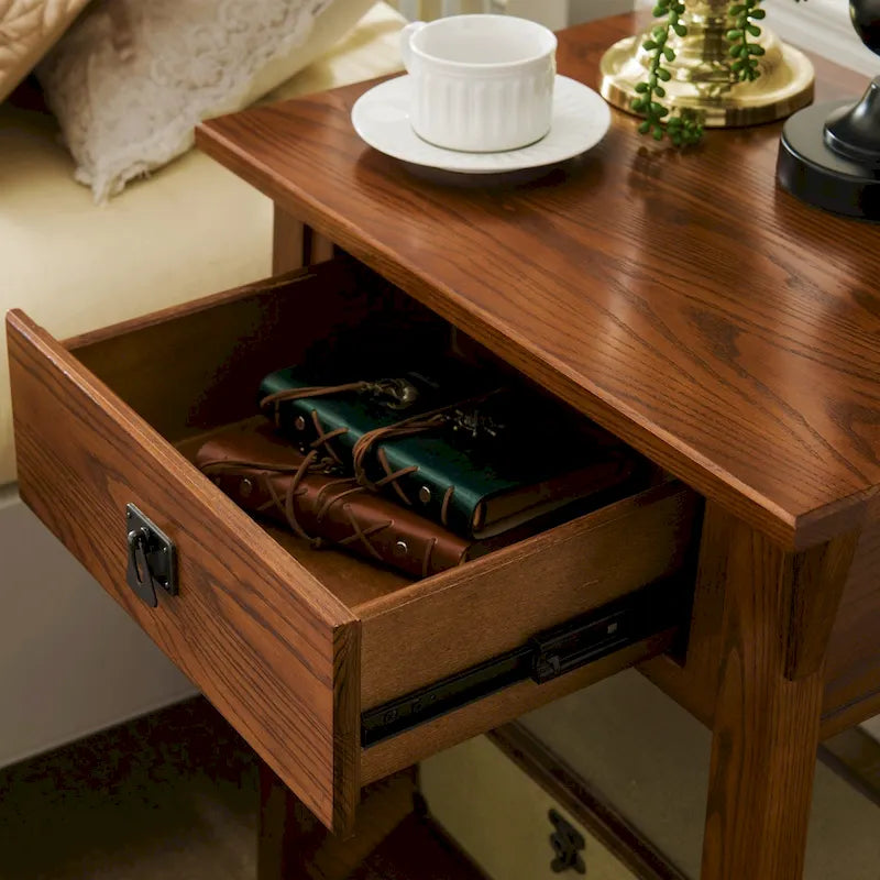 Leick Home Solid Wood Mission End Table with Drawer
