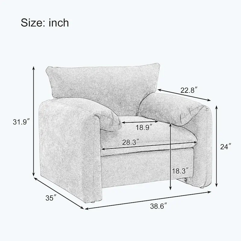 Modern Style Oversized Accent Chair for Living Room,Bedroom