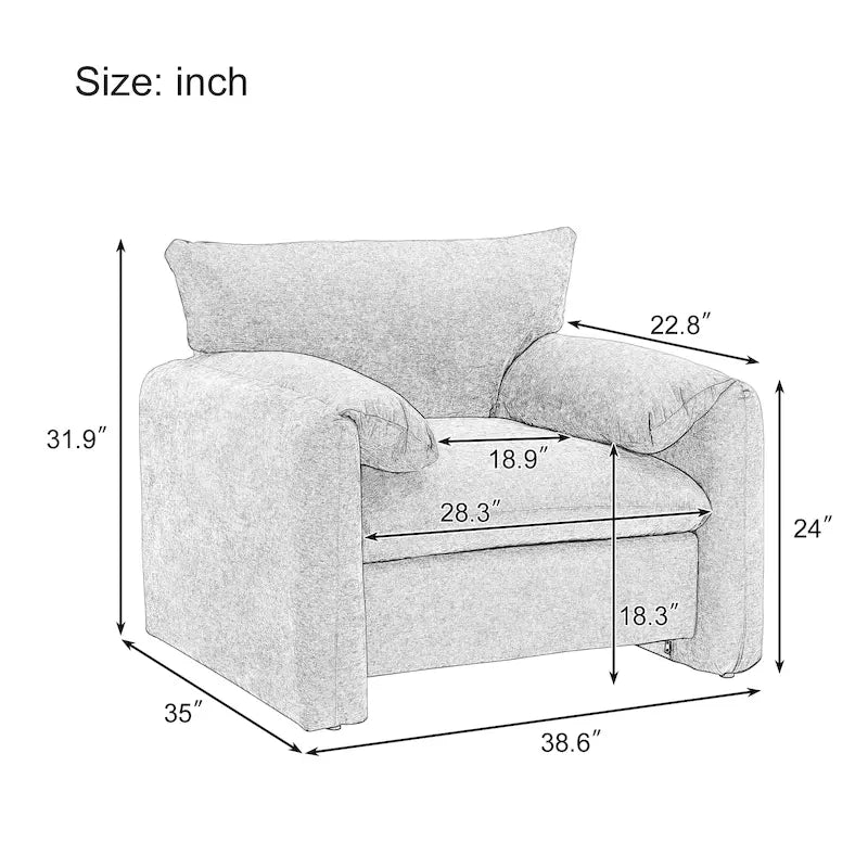 Modern Style Oversized Accent Chair for Living Room,Bedroom