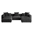 141.73 Modular Sectional Sofa, Corduroy U Shaped Sofa Couch with Ottomans