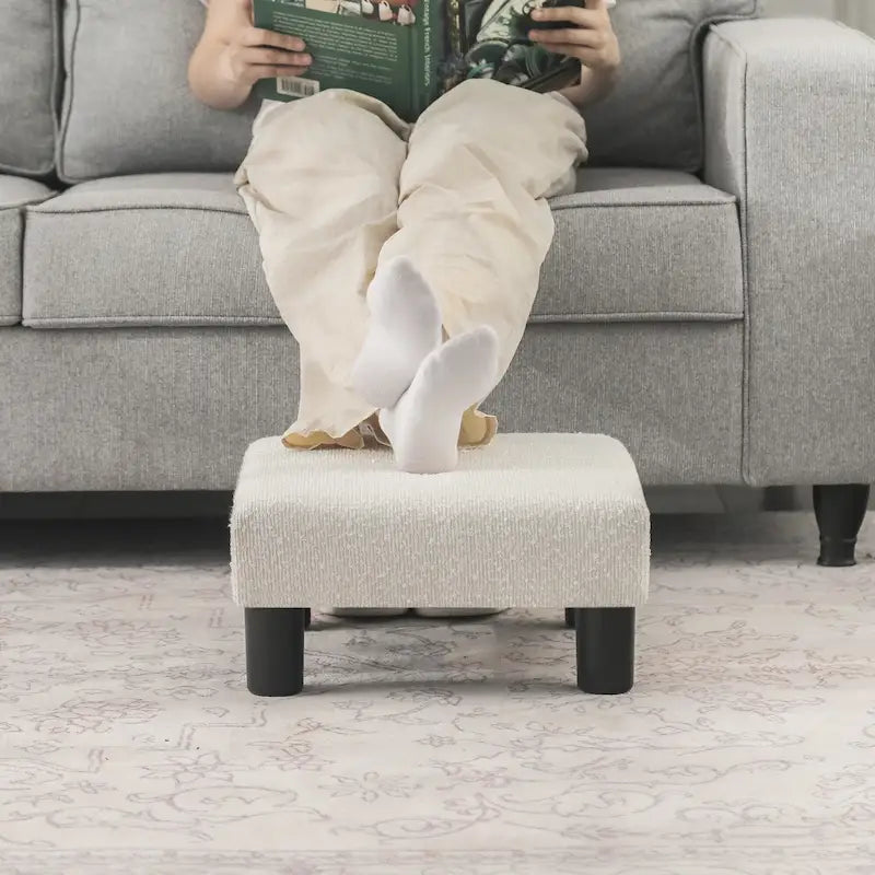 Adeco Ottoman Upholstered Fabric Footrest Pet Steps Dog Stair Stool