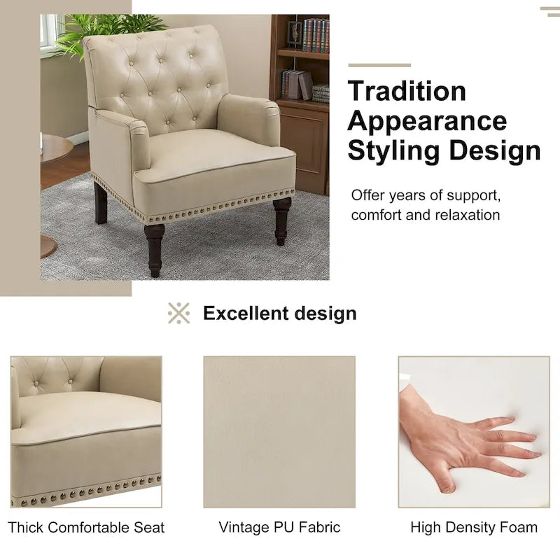 PU Accent Chair Leather Armchair Lounge Chair for Living Room