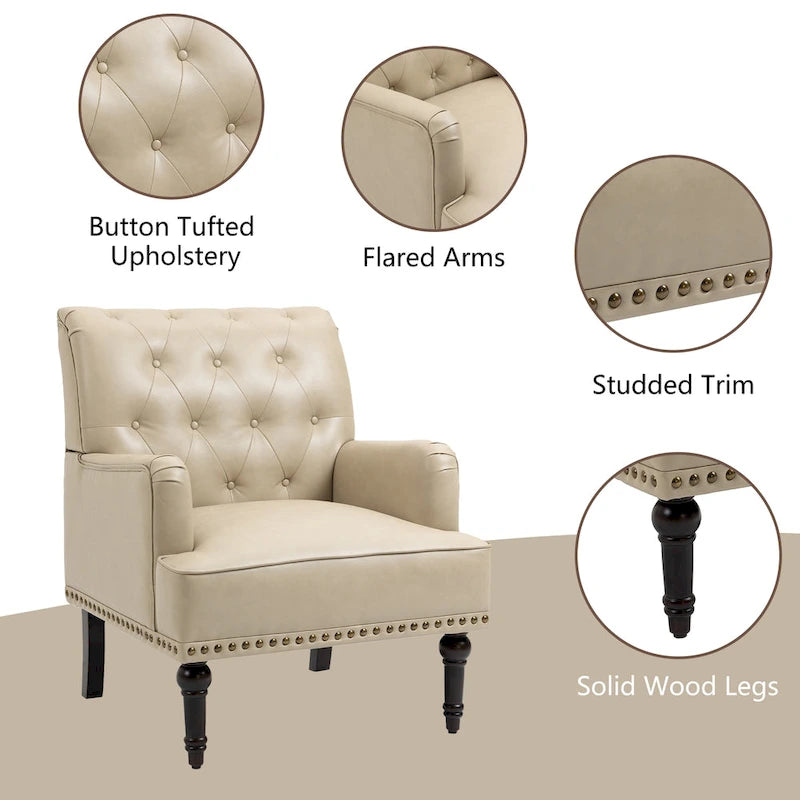 PU Accent Chair Leather Armchair Lounge Chair for Living Room