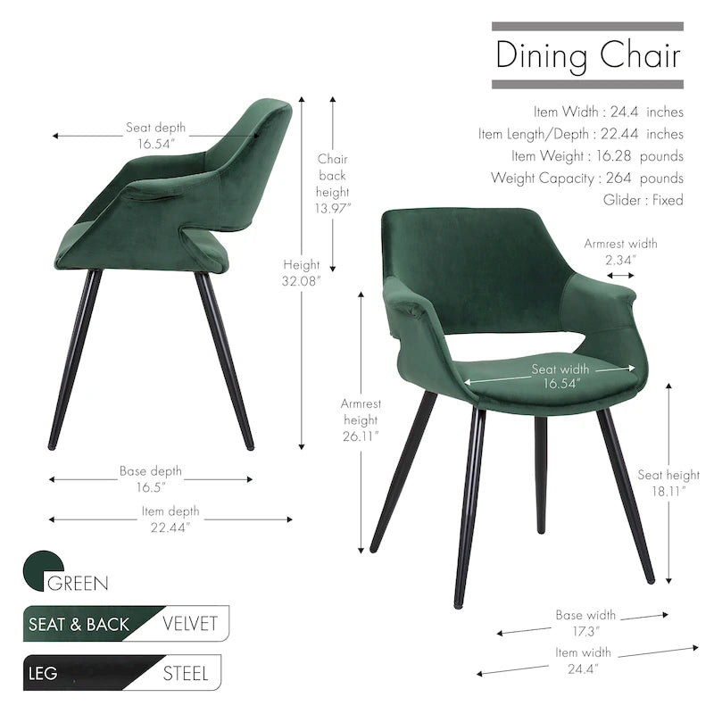 Porthos Home Fulco Velvet Mid-century Dining Chair