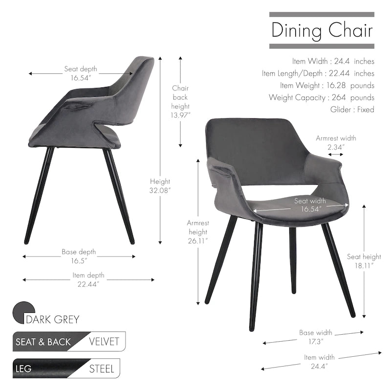 Porthos Home Fulco Velvet Mid-century Dining Chair