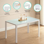 5 Pieces Glass Dining Table Set, 4 Person Modern Home Kitchen Chairs with High Back PU Leather Dining Chairs