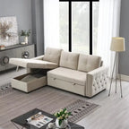 Modern Reversible L-shaped Sleeper Sectional Sofa Bed with Storage Chaise