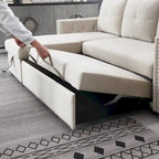 Modern Reversible L-shaped Sleeper Sectional Sofa Bed with Storage Chaise