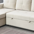 Modern Reversible L-shaped Sleeper Sectional Sofa Bed with Storage Chaise