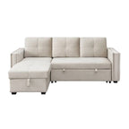 Modern Reversible L-shaped Sleeper Sectional Sofa Bed with Storage Chaise