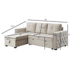 Modern Reversible L-shaped Sleeper Sectional Sofa Bed with Storage Chaise