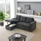 Modern Reversible L-shaped Sleeper Sectional Sofa Bed with Storage Chaise