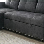 Modern Reversible L-shaped Sleeper Sectional Sofa Bed with Storage Chaise
