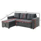 Modern Reversible L-shaped Sleeper Sectional Sofa Bed with Storage Chaise