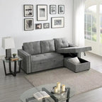 Modern Reversible L-shaped Sleeper Sectional Sofa Bed with Storage Chaise