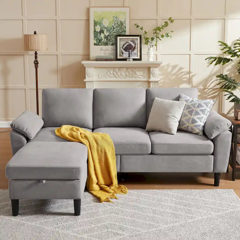 Jarenie 79.72 L Shaped Sofa with Storage Ottoman for Living Room