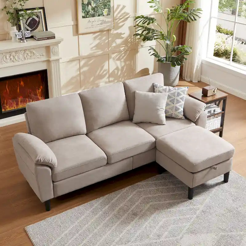 Jarenie 79.72 L Shaped Sofa with Storage Ottoman for Living Room