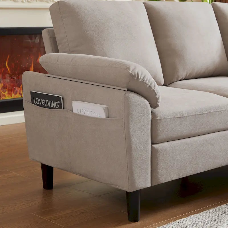 Jarenie 79.72 L Shaped Sofa with Storage Ottoman for Living Room