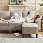 Jarenie 79.72 L Shaped Sofa with Storage Ottoman for Living Room