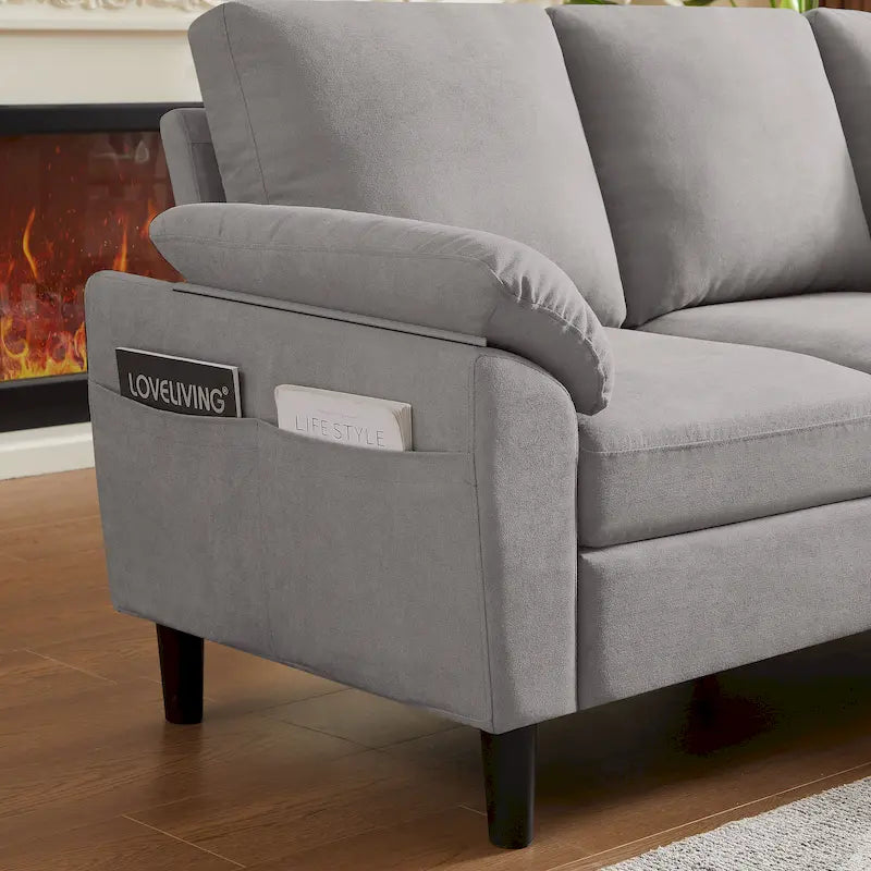 Jarenie 79.72 L Shaped Sofa with Storage Ottoman for Living Room