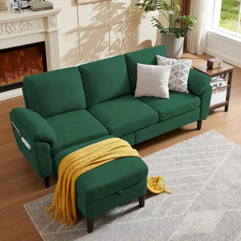 Jarenie 79.72 L Shaped Sofa with Storage Ottoman for Living Room