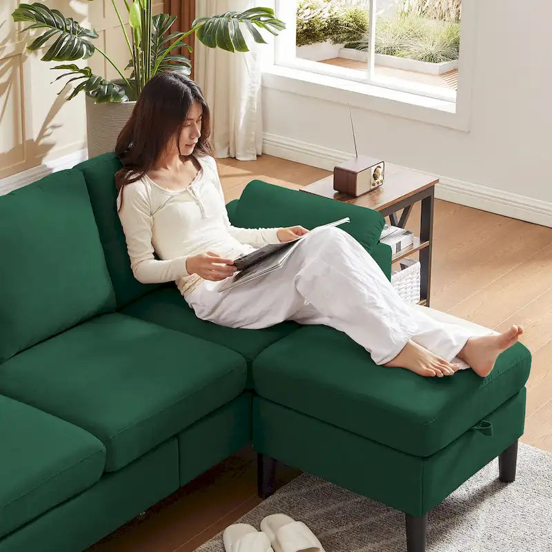 Jarenie 79.72 L Shaped Sofa with Storage Ottoman for Living Room