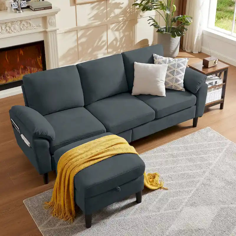 Jarenie 79.72 L Shaped Sofa with Storage Ottoman for Living Room