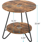 Round End Table, 2 Tier Wood Sofa Side Table for Living Room Bedroom