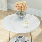 Round End Table, 2 Tier Wood Sofa Side Table for Living Room Bedroom