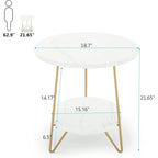 Round End Table, 2 Tier Wood Sofa Side Table for Living Room Bedroom