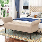 Storage Ottoman Bench with Arms Upholstered Tufted Storage Bench for Bedroom Entryway Bench Footstool with Large Storage