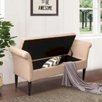 Storage Ottoman Bench with Arms Upholstered Tufted Storage Bench for Bedroom Entryway Bench Footstool with Large Storage