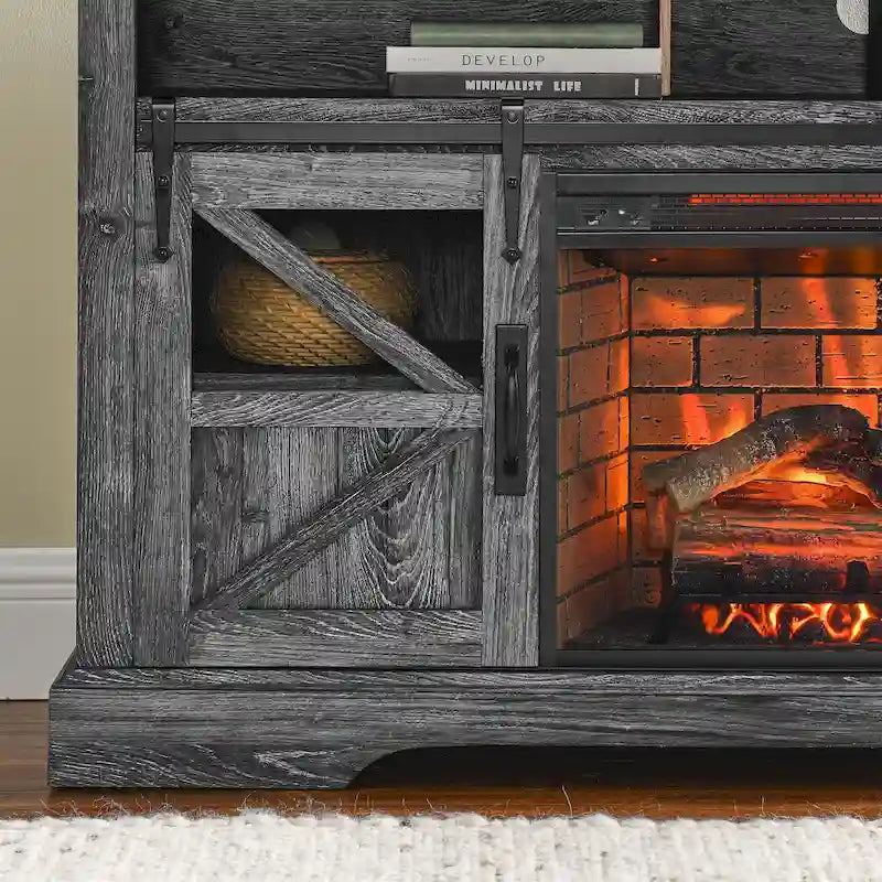 60 in. Electric Fireplace TV Stand Entertainment Center w/Door Sensor