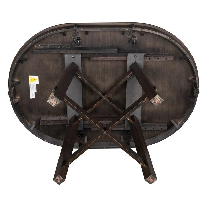 Farmhouse Round Extendable Dining Table with 16 Leaf Wood