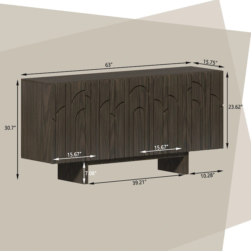 Clihome Modern Wood Storage Buffet Sideboard with 4 Doors