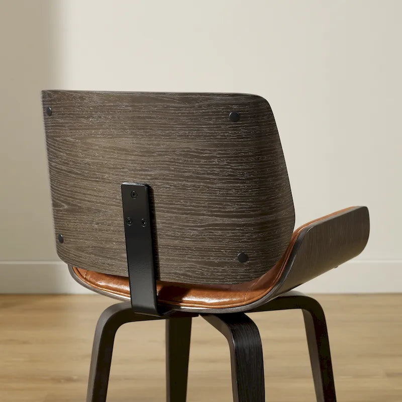 Art Leon Mid-century Faux Leather Swivel Bentwood Dining Chair