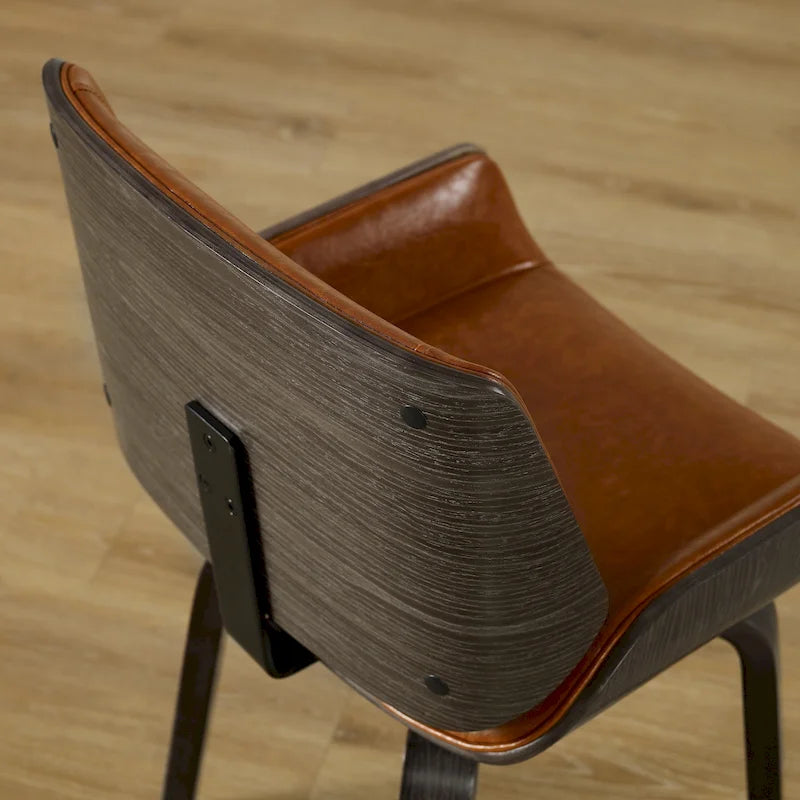 Art Leon Mid-century Faux Leather Swivel Bentwood Dining Chair