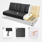 Homall Futon Sofa Bed Convertible Lounge Couch Sofa with Cupholders & Pillows