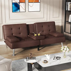 Homall Futon Sofa Bed Convertible Lounge Couch Sofa with Cupholders & Pillows